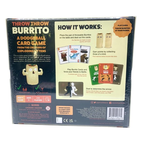 Throw Throw Burrito Dodgeball Card Game Exploding Kittens Factory Sealed Box New - Picture 5 of 10